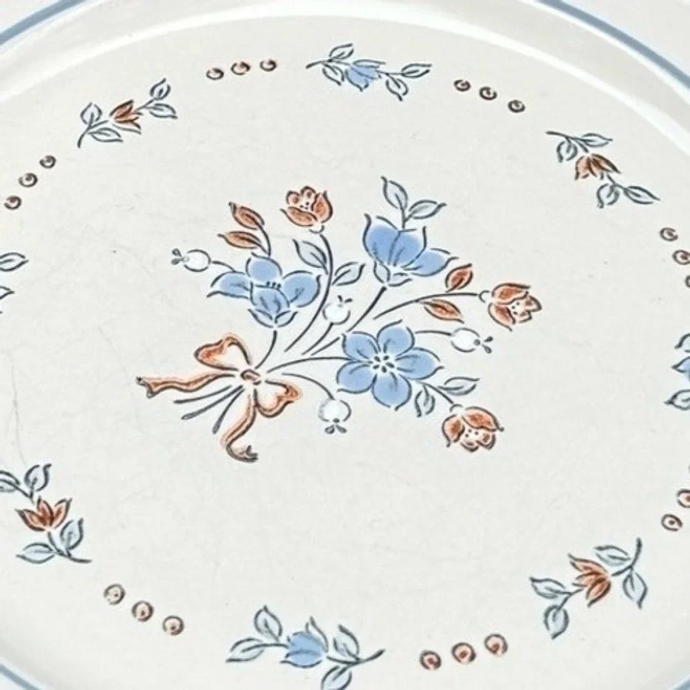 Cordella Bluet Salad Plates Collection Hand Decorated Stoneware Floral Set of 4